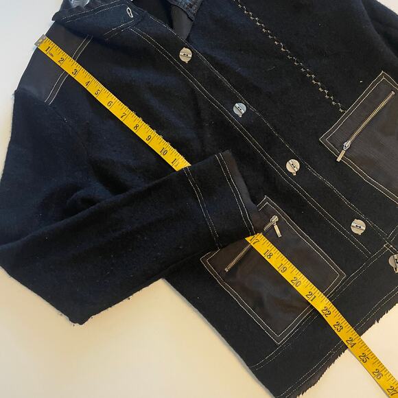 Chico's Vintage Black Wool Cardigan Size 1 (Womens Small) Mixed Media Topper - Picture 7 of 7